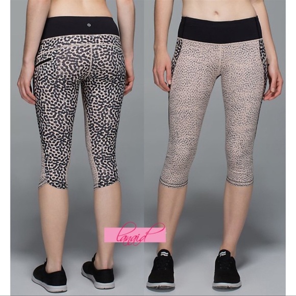 Lululemon TopSpeed crop Dottie Dash green black a spot Capri leggings - Picture 4 of 13